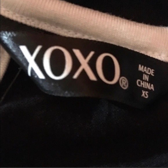 XOXO Black n White Stretchy faux Wrap Top Long wrap around Tie at waist. Sz XS - Picture 5 of 7